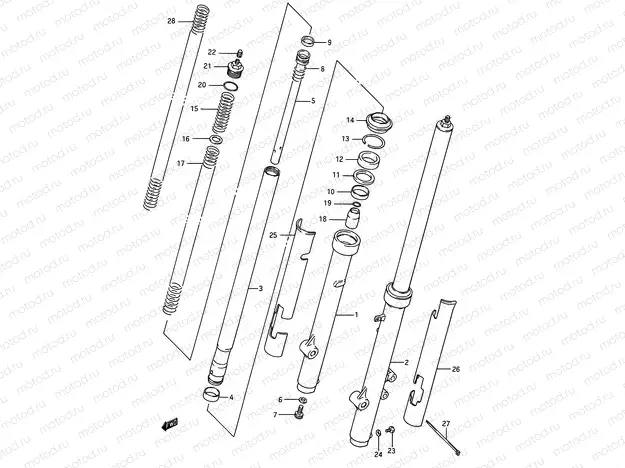 23 - FRONT FORK (MODEL G/H/J)