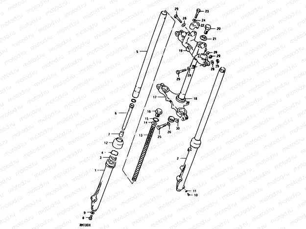 23 - FRONT FORK (RM100T, RM100X)
