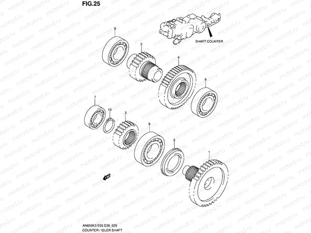 25 - SHAFT COUNTER/IDLER (MODEL K3/K4)