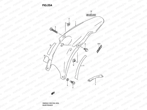 25A - REAR FENDER (MODEL K2/K3/K4/K5/K6)