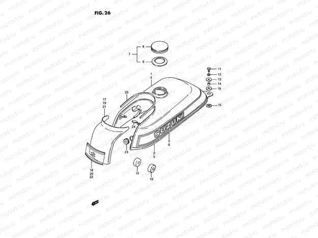26 - FUEL TANK (MODEL X, MODEL D E43)