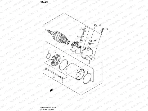 26 - STARTING MOTOR (MODEL K8/K9 E02/E19/E24/P37)
