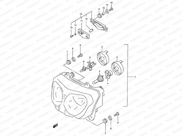 26A - HEADLAMP (MODEL W/X/Y/K1/K2 E04,E17,E18,E22,E25,E34,P37)