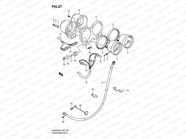 27 - SPEEDOMETER - TACHOMETER (GS500FH/FM)