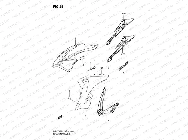 28 - FUEL TANK COVER (MODEL K8/K9)