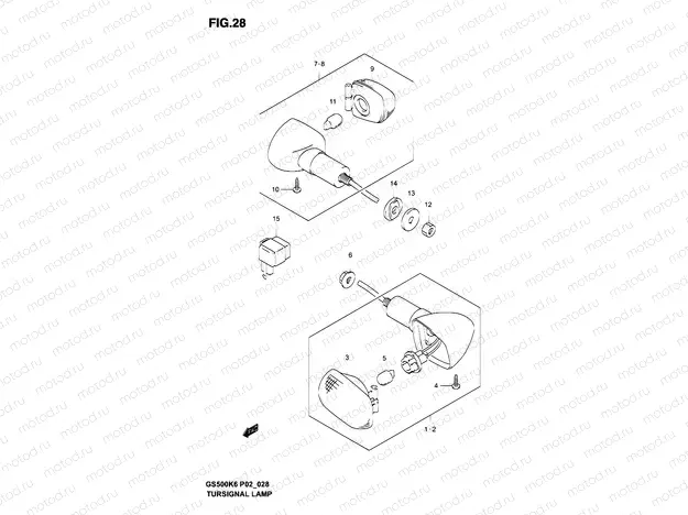 28 - TURNSIGNAL LAMP (GS500K3/UK3/HK3/HUK3 P02, P19, P54)