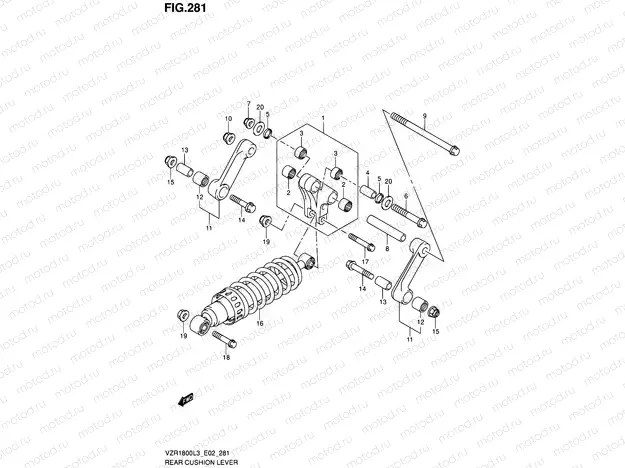 281 - REAR CUSHION LEVER (VZR1800ZL3 E24)