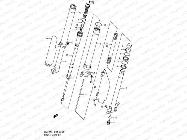 28A - FRONT DAMPER (MODEL K2)