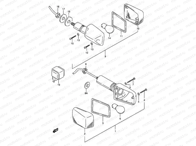 28A - TURN SIGNAL LAMP (MODEL T/V/W/X)
