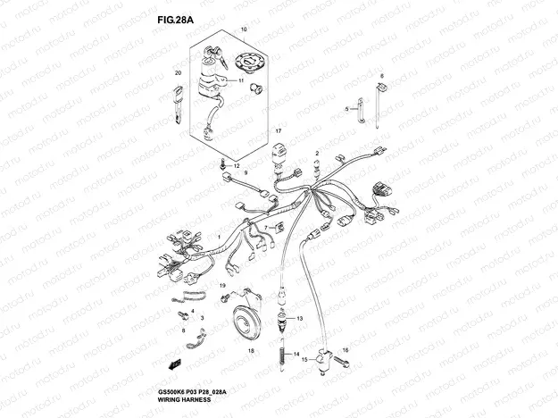28A - WIRING HARNESS (GS500K4/K5/K6 P28)