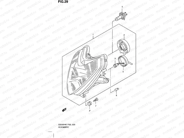 29 - HEADLAMP (GS500FH P02, P19, P54, GS500FM P19)