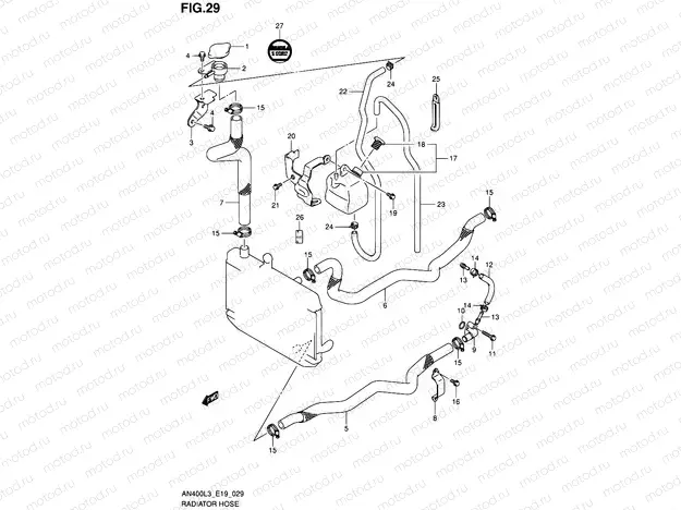 29 - RADIATOR HOSE (AN400ZAL3 E19)
