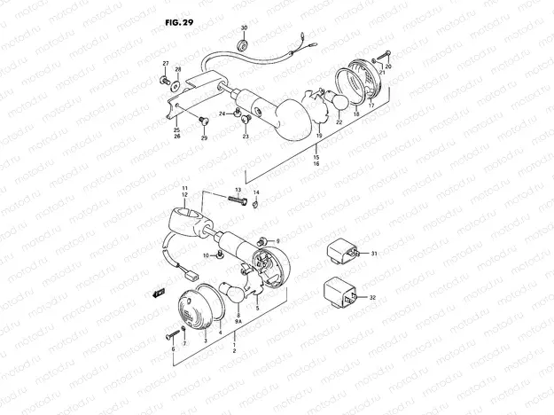 29 - TURN SIGNAL LAMP (MODEL H/J/K/L/M/N/P/R)