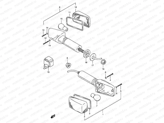 29B - TURNSIGNAL LAMP (MODEL T/V/W)