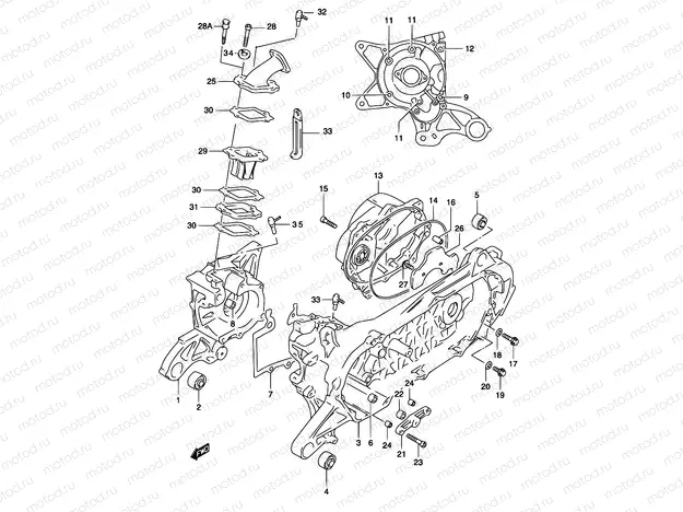 2B - CRANKCASE (MODEL AY50W K3/K4)