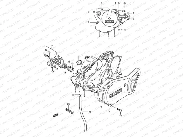 3 - CRANKCASE COVER - WATER PUMP (MODEL G/H/J)