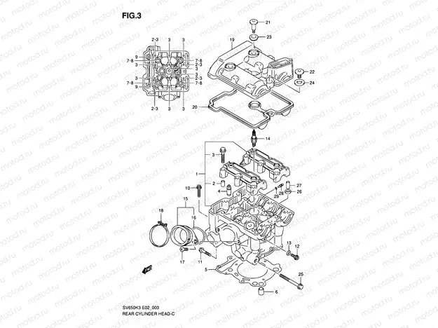 3 - REAR CYLINDER HEAD (MODEL K3/K4/K5/K6)