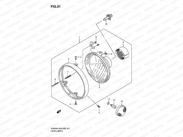 31 - HEADLAMP (SV650K3/K4/K5/K6/K7/AK7)