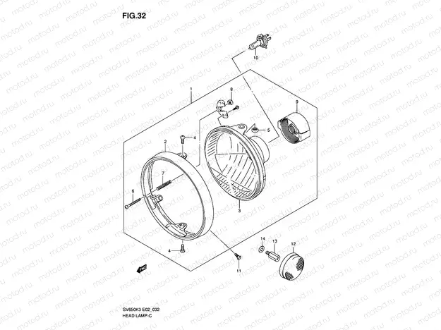 32 - HEADLAMP (SV650K3/K4/K5/K6/K7/AK7 E24)