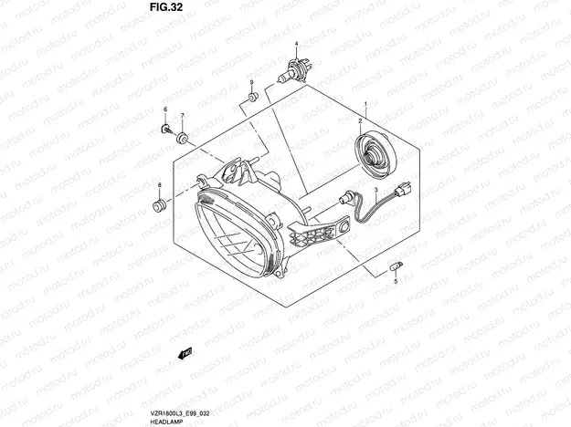 32 - HEADLAMP (WITHOUT REFLECTOR)