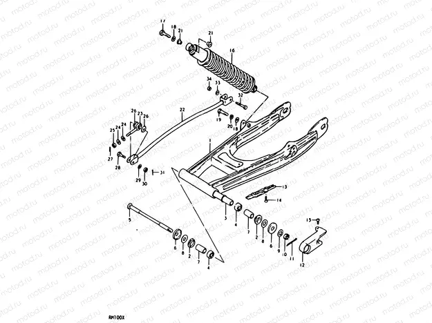 32 - REAR SWINGING ARM (RM100N)