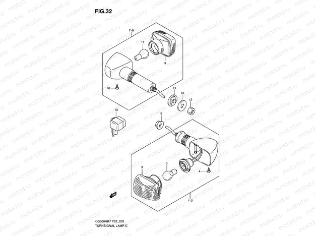 32 - TURNSIGNAL LAMP (GS500H P02, P19, P24, P54, GS500HU P19)