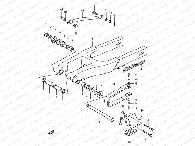 33 - REAR SWINGING ARM (MODEL G/H/J)