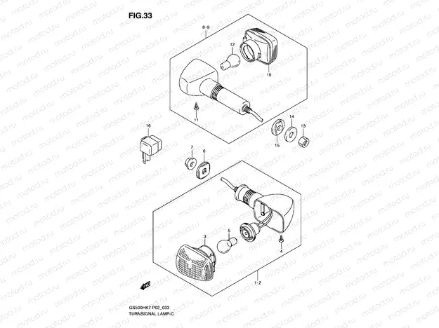 33 - TURNSIGNAL LAMP (GS500FH P02, P19, P24, P54, GS500FM P19)