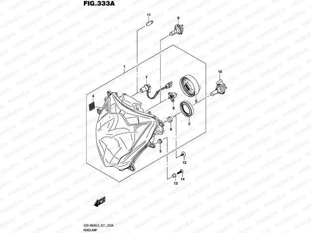 333A - HEADLAMP (GSX-R600L5 E21)