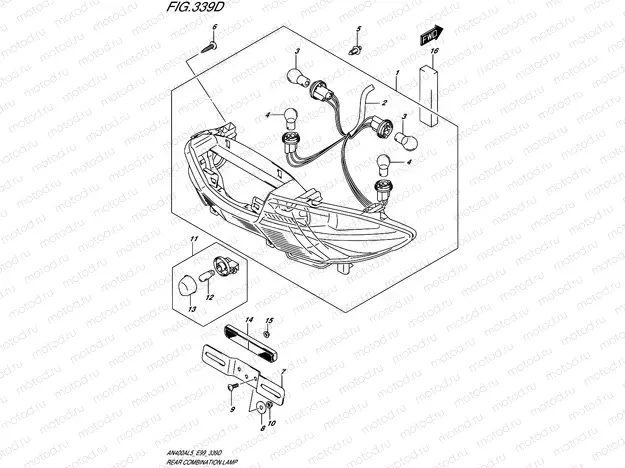 339D - REAR COMBINATION LAMP (N/REFLECTOR) (AN400ZAL5 E99)