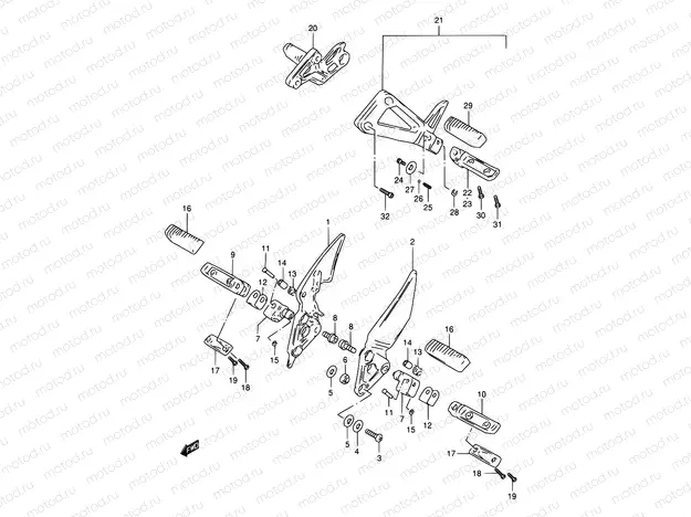 33A - FOOTREST (MODEL V/W/X)