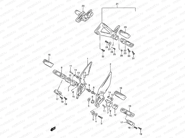 33A - FOOTREST (MODEL V/W/X)