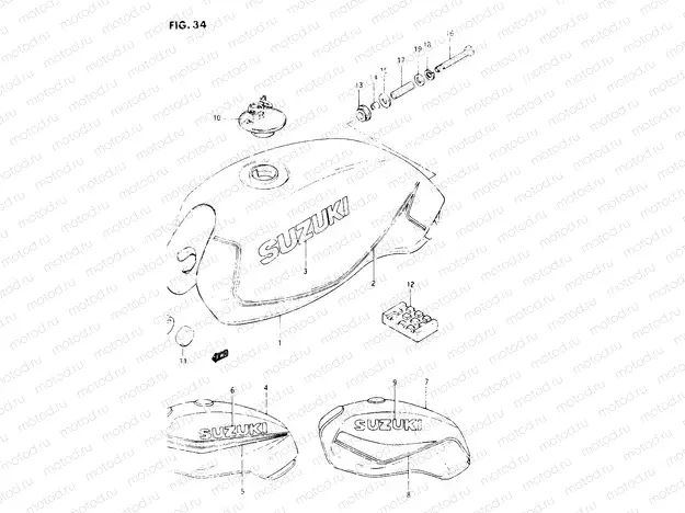 34 - FUEL TANK (GSX400SE/SF/SG,GSX400EF E17)