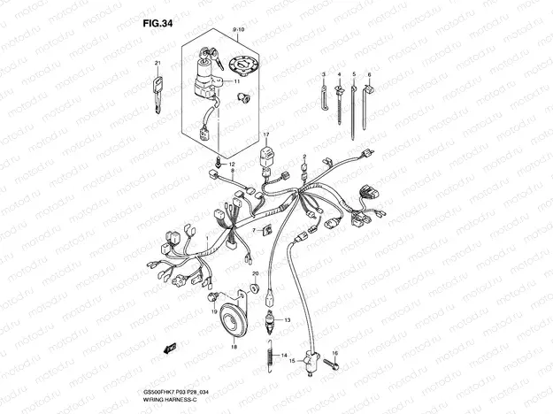 34 - WIRING HARNESS (GS500FH P03, P28, P33, P95)