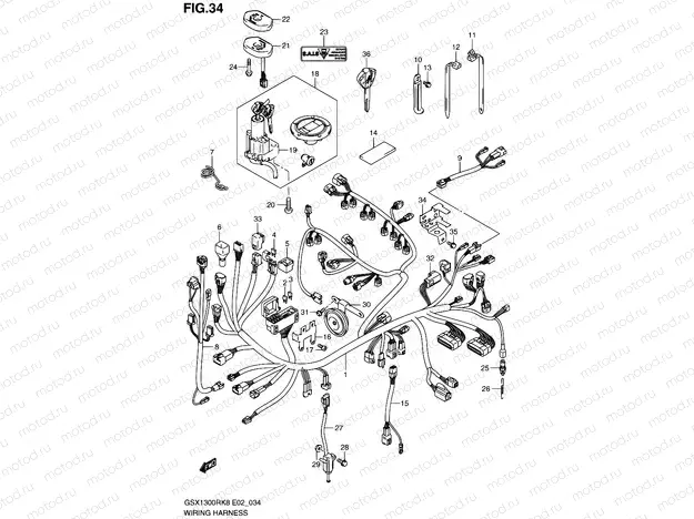 34 - WIRING HARNESS (SEE NOTE)