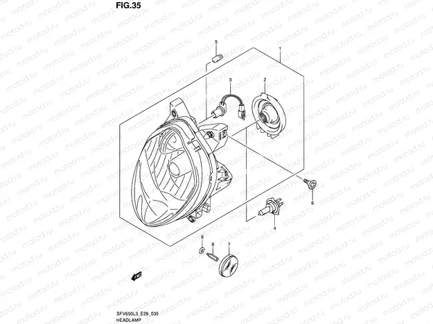 35 - HEADLAMP (SFV650AL3 E28)