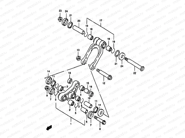 35 - REAR CUSHION LEVER (MODEL T/V)