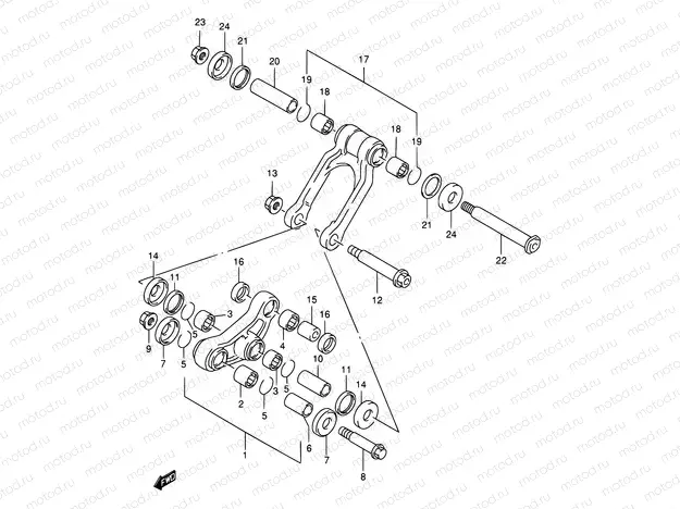 35 - REAR CUSHION LEVER (MODEL T/V)