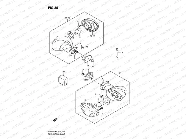 35 - TURNSIGNAL LAMP (GSF650SK9/SAK9/SUK9/SUAK9/SL0/SAL0/SUL0/SUAL0)