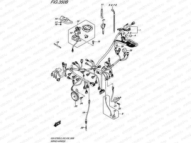 350B - WIRING HARNESS (GSX-S750ZAL5 E28)