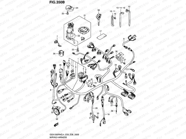 350B - WIRING HARNESS (GSX1300RAZL4 E28)