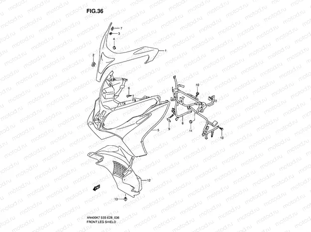 36 - FRONT LEG SHIELD (MODEL K7/K8)