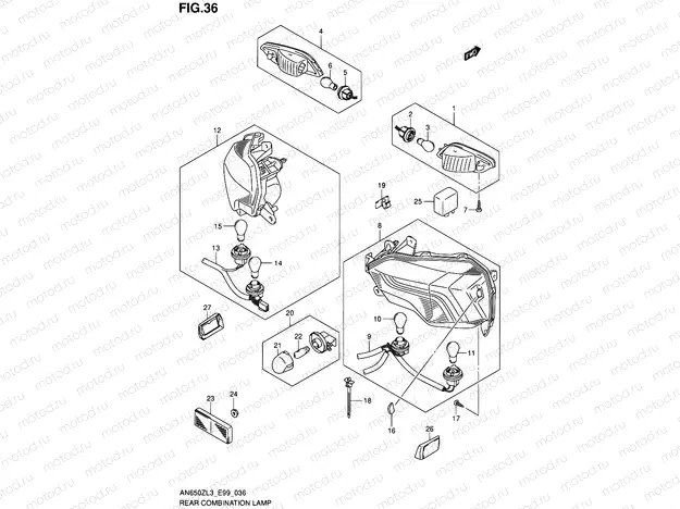36 - REAR COMBINATION LAMP (W/REFLECTOR)