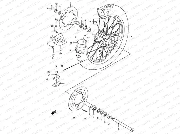 36 - REAR WHEEL (MODEL T/V/W/X)