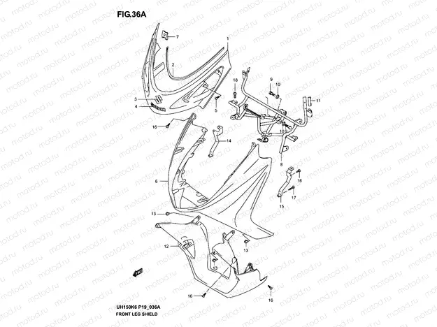 36A - FRONT LEG SHIELD (MODEL K3)