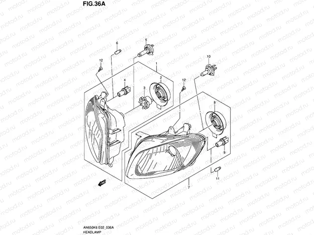 36A - HEADLAMP (AN650AZK8 E02)