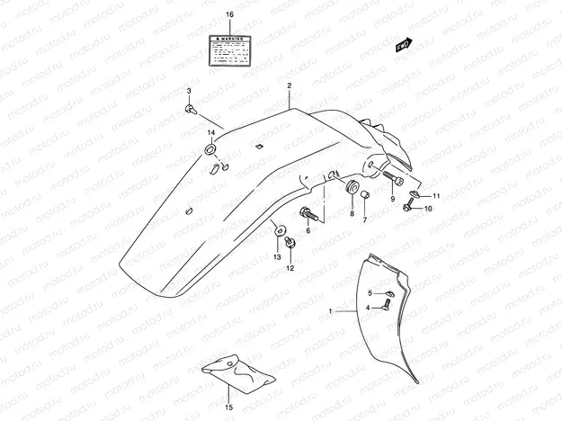 36A - REAR FENDER - LABEL (MODEL R/S/T)