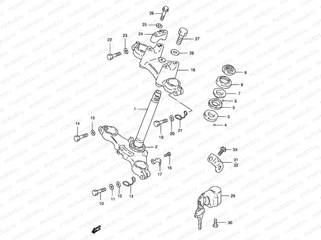 36B - STEERING STEM (MODEL K1 E71)