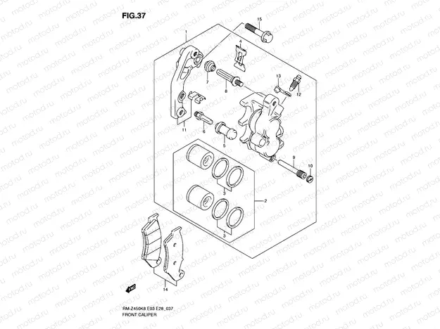 37 - FRONT CALIPER (RM-Z450K8/K9/L0)