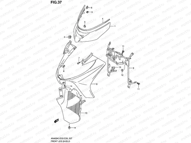 37 - FRONT LEG SHIELD (MODEL K3/K4)
